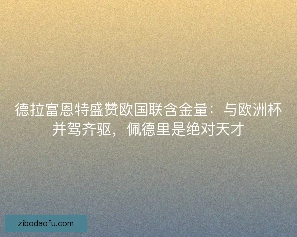 德拉富恩特盛赞欧国联含金量：与欧洲杯并驾齐驱，佩德里是绝对天才