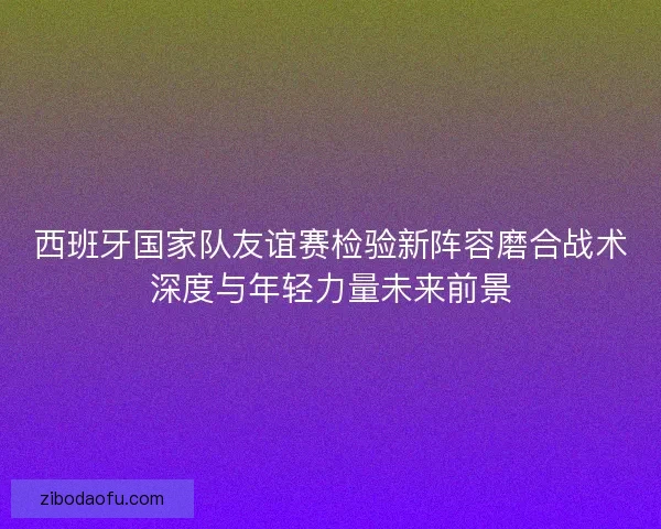西班牙国家队友谊赛检验新阵容磨合战术深度与年轻力量未来前景 西班牙国家队友谊赛检验新阵容磨合战术深度与年轻力量未来前景
