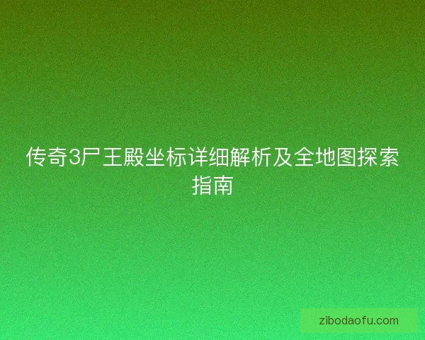 传奇3尸王殿坐标详细解析及全地图探索指南