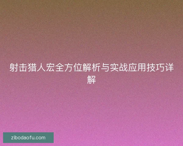 射击猎人宏全方位解析与实战应用技巧详解
