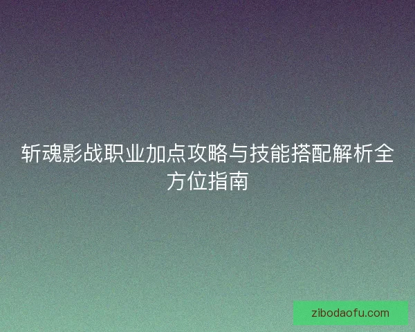 斩魂影战职业加点攻略与技能搭配解析全方位指南
