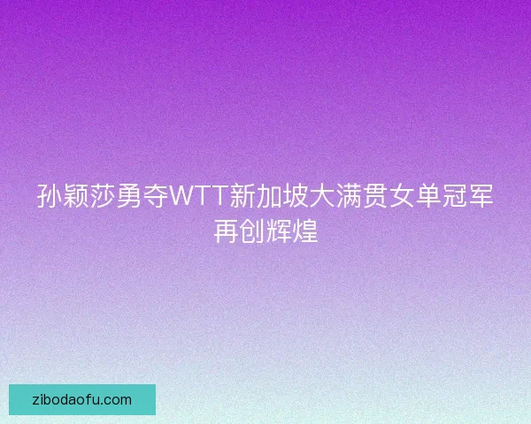 孙颖莎勇夺WTT新加坡大满贯女单冠军再创辉煌 孙颖莎勇夺WTT新加坡大满贯女单冠军再创辉煌