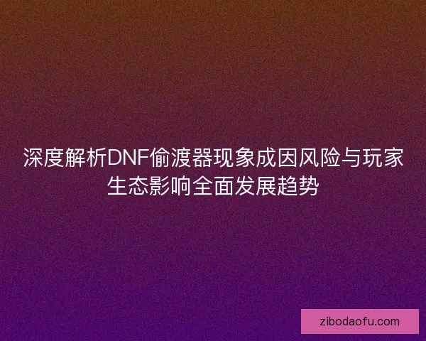 深度解析DNF偷渡器现象成因风险与玩家生态影响全面发展趋势