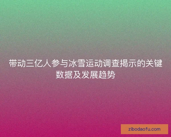 带动三亿人参与冰雪运动调查揭示的关键数据及发展趋势 带动三亿人参与冰雪运动调查揭示的关键数据及发展趋势